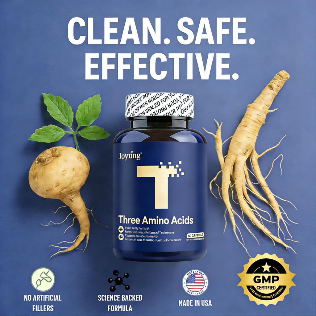 JOYUNG Vitality 3-Amino Acid Complex | 1200mg Vegan Energy & Focus Boost - 60 Caps