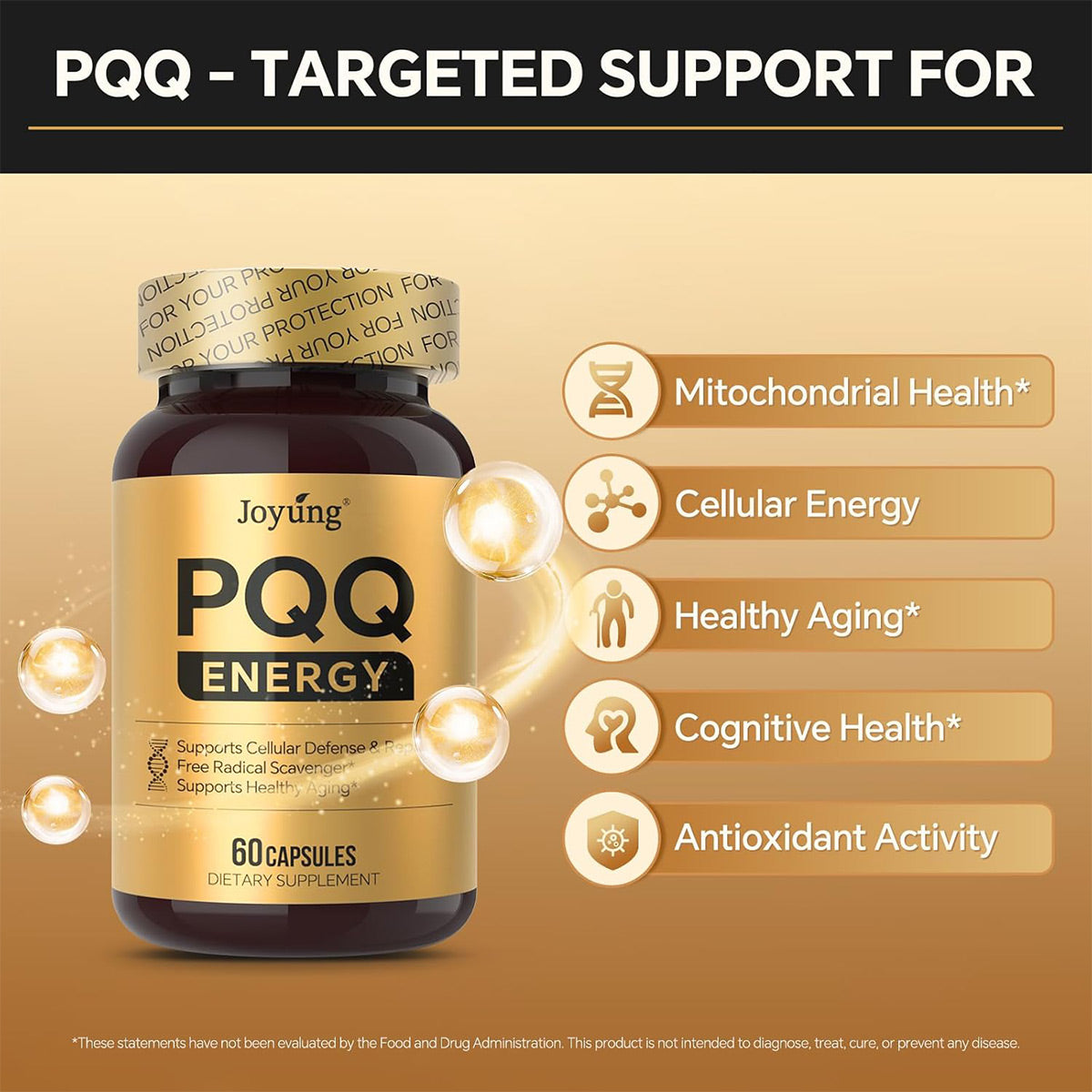 JOYUNG PQQ Supplement 20mg | Cellular Defense & Healthy Aging Support - 60 Caps