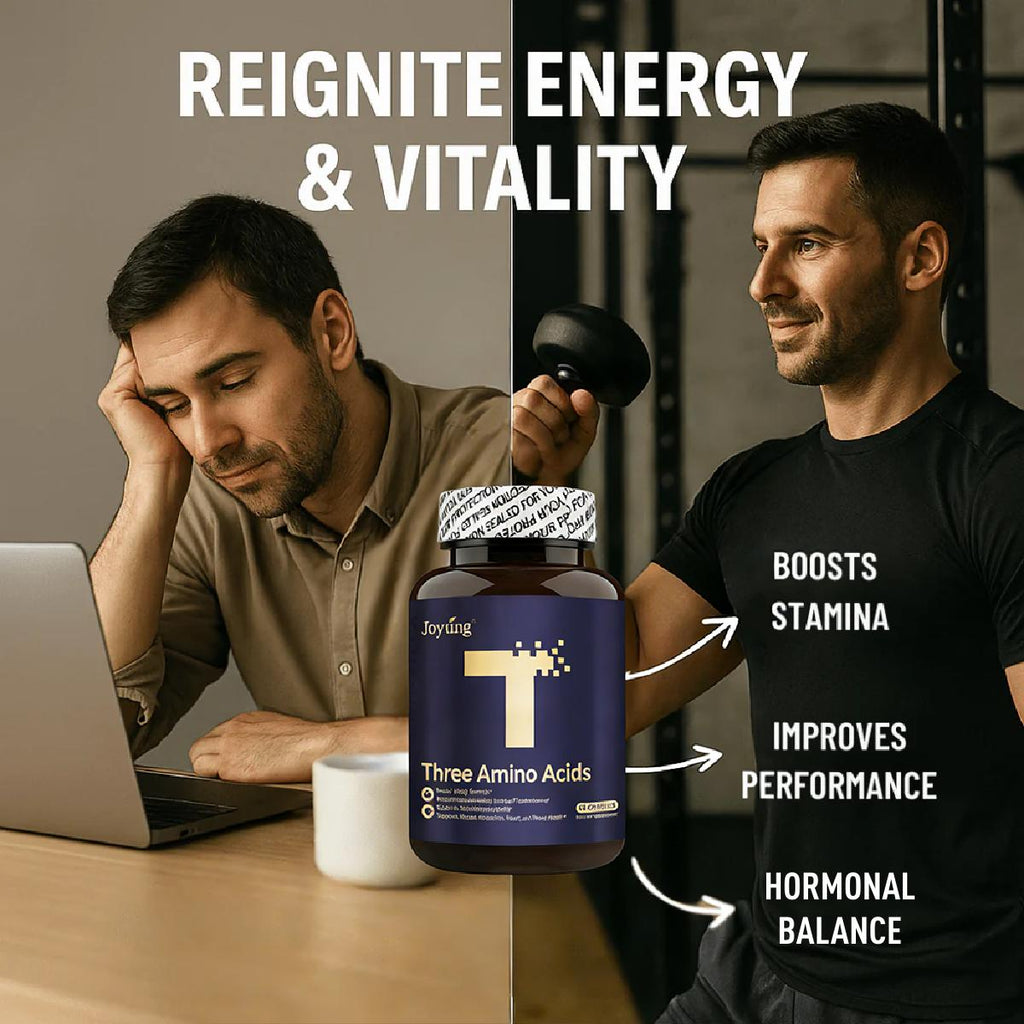 JOYUNG Vitality 3-Amino Acid Complex | 1200mg Vegan Energy & Focus Boost - 60 Caps