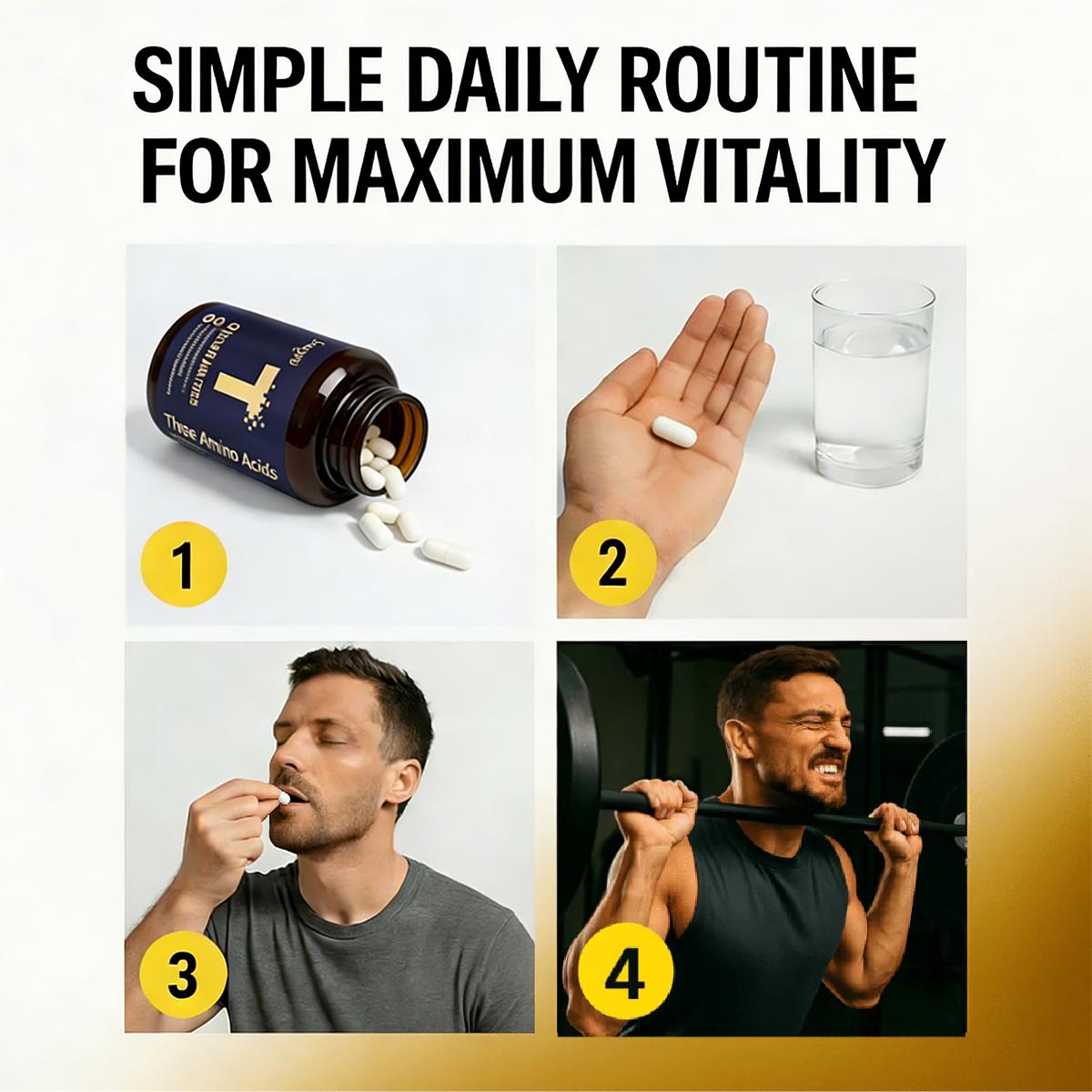 JOYUNG Vitality 3-Amino Acid Complex | 1200mg Vegan Energy & Focus Boost - 60 Caps