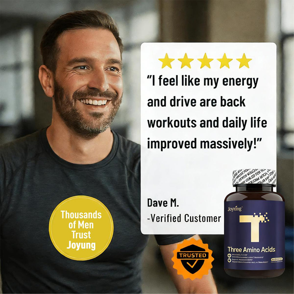 JOYUNG Vitality 3-Amino Acid Complex | 1200mg Vegan Energy & Focus Boost - 60 Caps